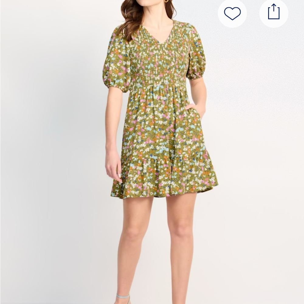 Market & Spruce Olive Floral Midi Dress